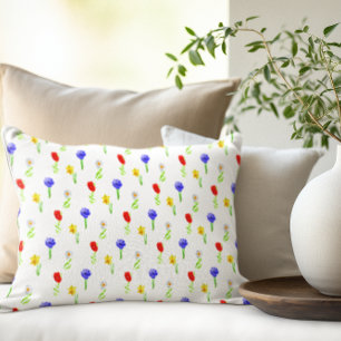 Watercolor Wildflowers Accent Pillow