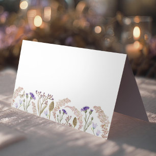 Watercolor wildflowers and grasses fall wedding place card