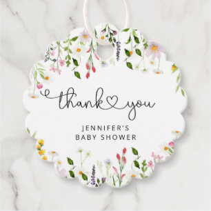 Watercolor wildflowers baby shower thank you favour tags