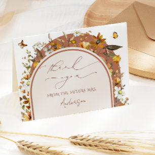 Watercolor Wildflowers Boho Bridal Shower Thank You Card