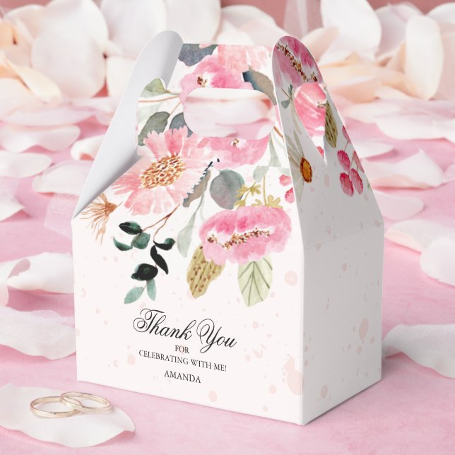 Watercolor Wildflowers Bridal Shower Favor Box (Wedding)