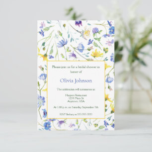 Watercolor Wildflowers Bridal Shower Invitation