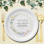 Watercolor Wildflowers Bridal Shower Paper Plate<br><div class="desc">Stylish bridal shower paper plates feature an elegant watercolor wildflower wreath and your details in chic lettering. MATCHING items in our collection.</div>
