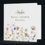 Watercolor Wildflowers Bridal Shower Recipes Binder<br><div class="desc">A lovely feminine choice in notebooks,  this design features a border row of watercolor wildflowers in soft pastel hues of pink,  periwinkle blue,  off-white and yellow with delicate stems and greenery. A text template is included to personalize with your name and monogram initial.</div>