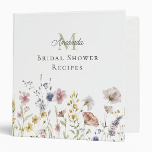 Watercolor Wildflowers Bridal Shower Recipes Binder
