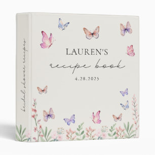 Watercolor Wildflowers Butterfly Bridal Recipe Binder