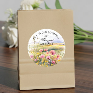 Watercolor Wildflowers Celebration Of Life Funeral Classic Round Sticker