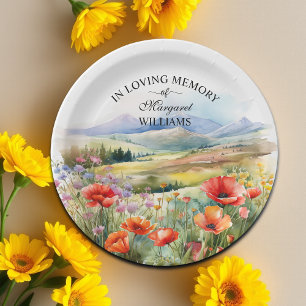 Watercolor Wildflowers Celebration Of Life Funeral Paper Plate