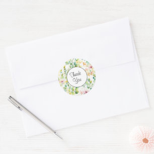 Watercolor wildflowers classic round sticker