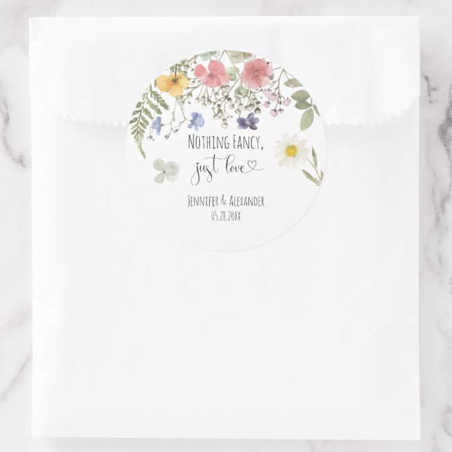 Watercolor Wildflowers  Classic Round Sticker (Bag)
