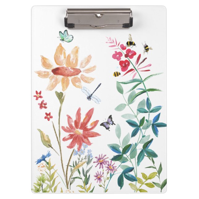 Watercolor Wildflowers  Clipboard (Front)