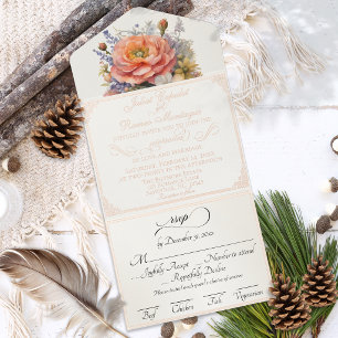 Watercolor Wildflowers - Cream All In One Invitation