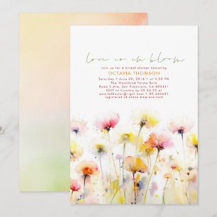 Watercolor Wildflowers Elegant Boho Bridal Shower Invitation
