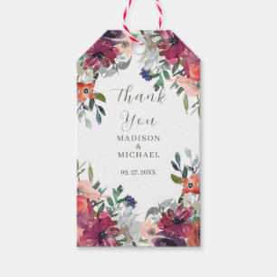 Watercolor Wildflowers Elegant Boho Fall Wedding  Gift Tags