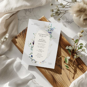 Watercolor Wildflowers Elegant Wedding Invitation