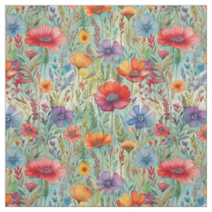 Watercolor Wildflowers Fabric