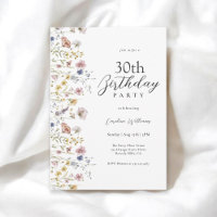 Watercolor Wildflowers Floral 30th Birthday Party