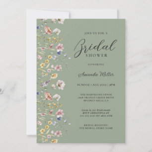 Watercolor Wildflowers Floral Bridal Shower Invitation