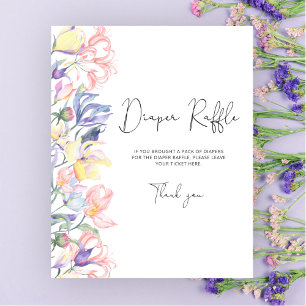 Watercolor wildflowers floral diaper raffle poster
