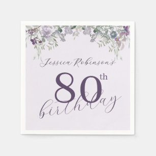 Watercolor Wildflowers Floral Eightieth Birthday Napkin