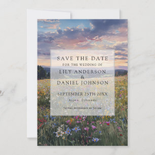 Watercolor Wildflowers Floral Meadow Wedding Save The Date