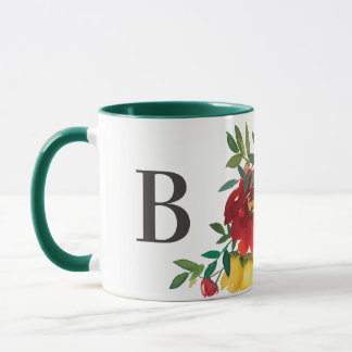 Watercolor Wildflowers Floral Monogram Two Tone Mug
