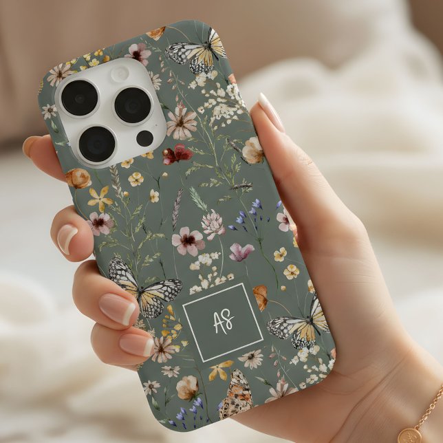 Watercolor Wildflowers Floral Monogrammed iPhone Case (Creator Uploaded)