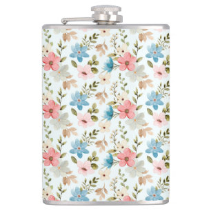Watercolor Wildflowers Floral Pattern-67676 Hip Flask