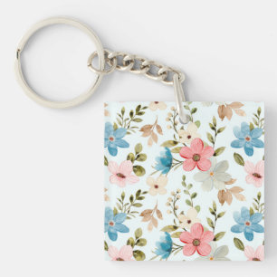 Watercolor Wildflowers Floral Pattern-67676 Keychain