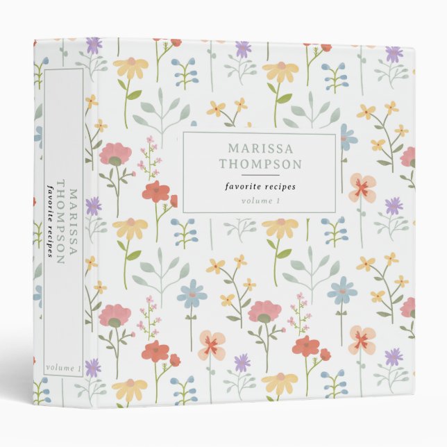 Watercolor Wildflowers Floral Pattern Binder (Front/Spine)