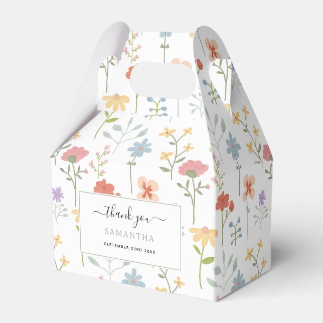 Watercolor Wildflowers Floral Pattern Favor Box (Front Side)