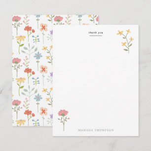 Watercolor Wildflowers Floral Pattern Thank You Card