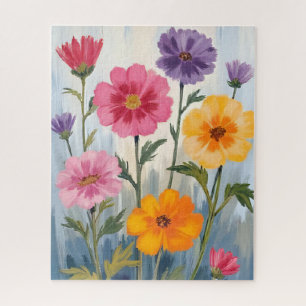 Watercolor Wildflowers Flower Field Painting Jigsaw Puzzle