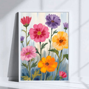 Watercolor Wildflowers Flower Field Painting Poster