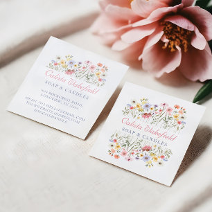 Watercolor Wildflowers & Foliage Square Business  Card