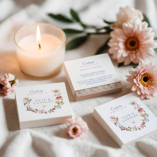 Watercolor Wildflowers & Foliage  Square Business  Card