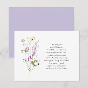 Watercolor Wildflowers Funeral Lavender Thank You