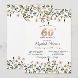 Watercolor Wildflowers Garden Party 60th Birthday Invitation