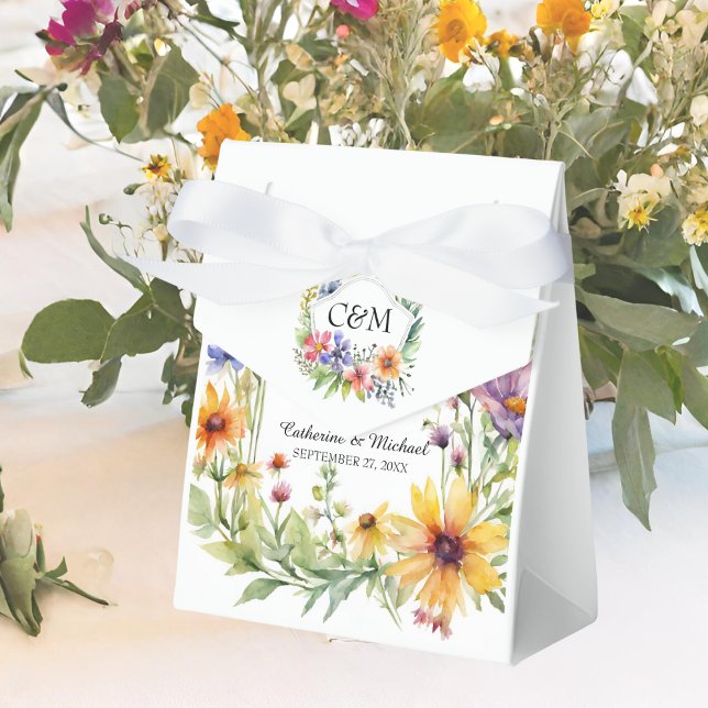 Watercolor Wildflowers Garden Spring Wedding  Favor Box (Creator Uploaded)