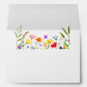 Watercolor Wildflowers Invitation Envelope