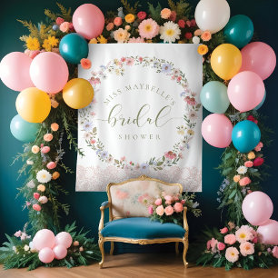 Watercolor Wildflowers & Lace Bridal Shower Tapestry