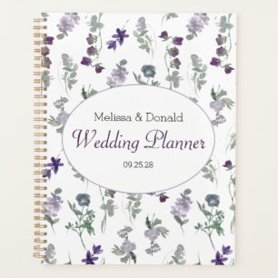 Watercolor Wildflowers Lavender Floral Wedding Planner