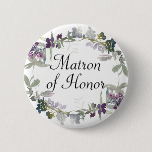Watercolor Wildflowers Lavender Matron of Honour 2 Inch Round Button