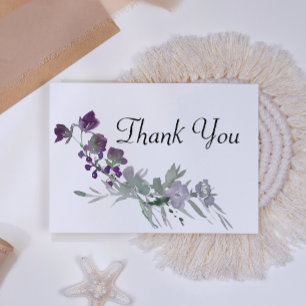 Watercolor Wildflowers Lavender Thank You Card