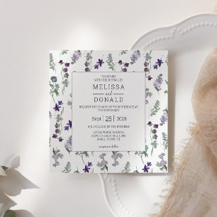 Watercolor Wildflowers Lavender Wedding Invitation