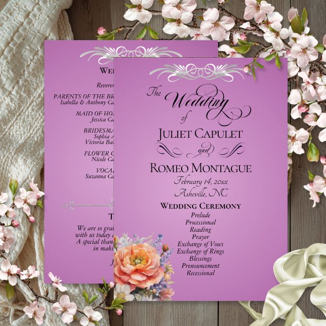 Watercolor Wildflowers - Lavender Wedding Program (Creator Uploaded)
