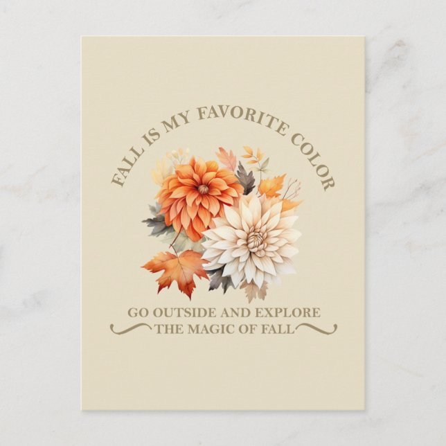Watercolor wildflowers leaves fall autumn quotes postcard (Front)
