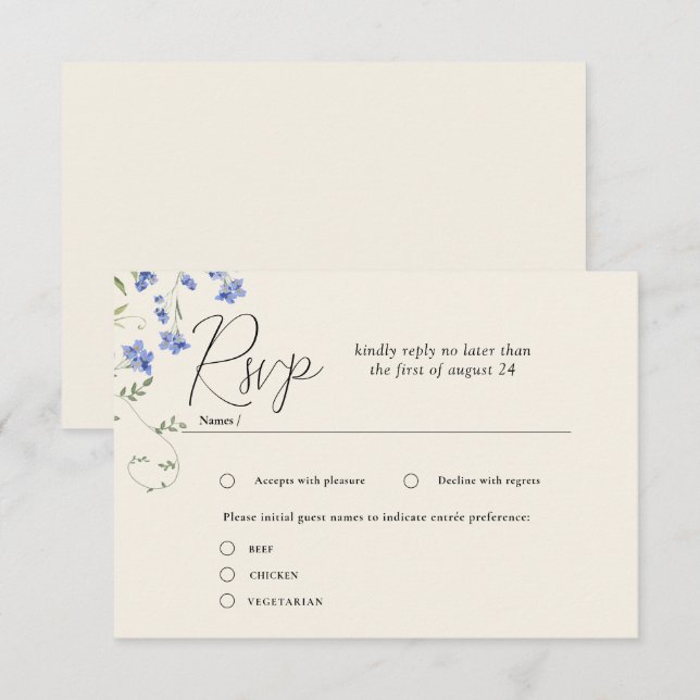  Watercolor wildflowers meadow Wedding RSVP Cards (Front/Back)