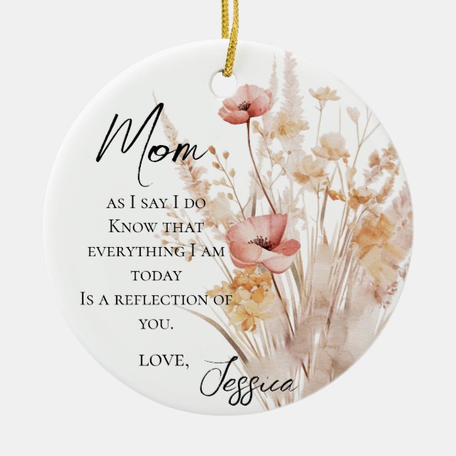 Watercolor Wildflowers Mother Of The Bride Ceramic Ornament (Front)