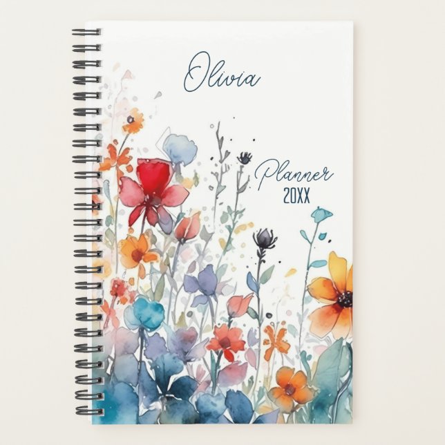 Watercolor Wildflowers Name And Year (Devant)